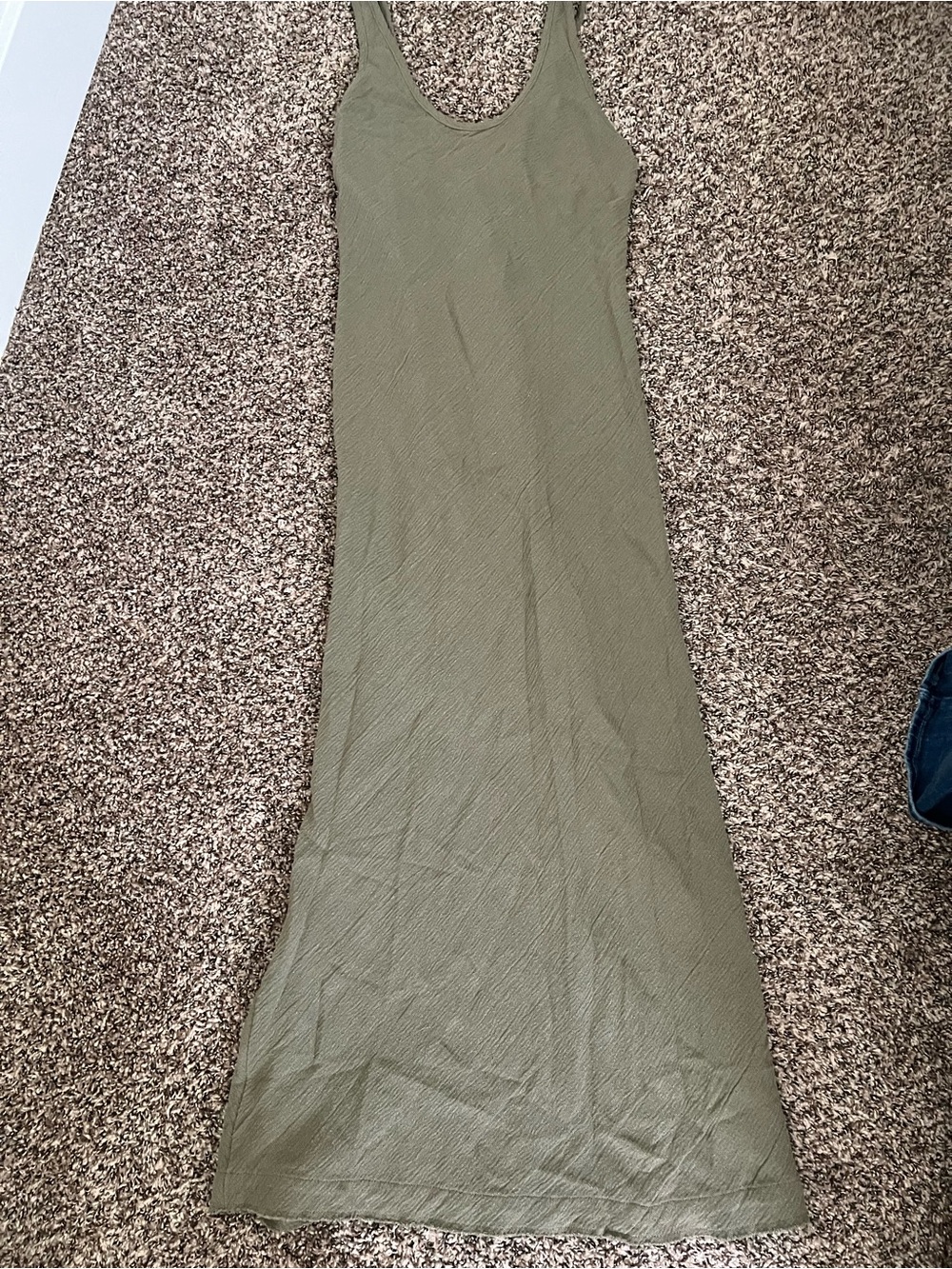 Free People Olive Green Ribbed Tank Maxi Dress